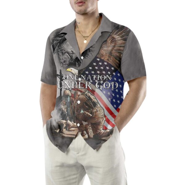 America Veteran Hawaiian Shirt: One Nation Under God Flag Shirt Perfect Gift for Veteran Day
