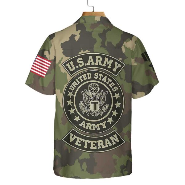US Army Veteran Hawaiian Shirt, Green Camouflage Army Veteran Shirt
