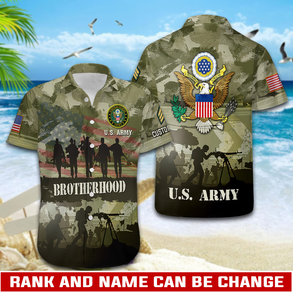 US Army, E 4 Army Corporal – Button Hawaiian Shirt Gift for Men Dad US Army, E 4 Army Corporal – Button Hawaiian Shirt Gift for Men Dad