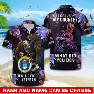 US Air Force , American By Birth, Veteran By Choice – Button Hawaiian Shirt Gift for Men Dad