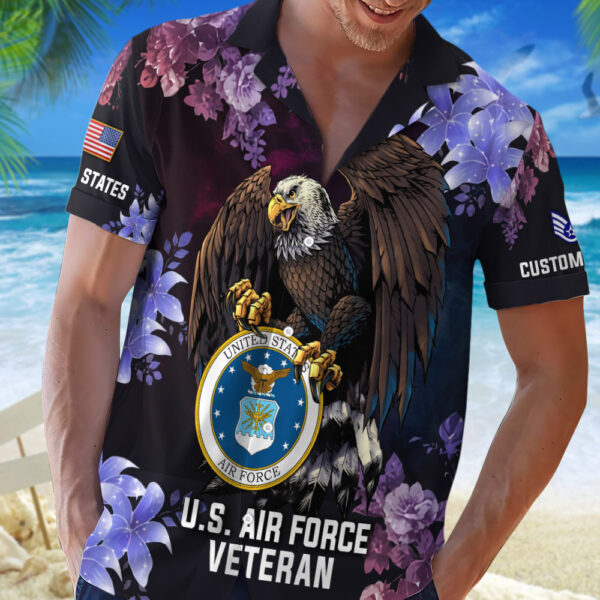 US Air Force , American By Birth, Veteran By Choice – Button Hawaiian Shirt Gift for Men Dad