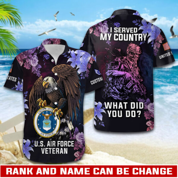 US Air Force , American By Birth, Veteran By Choice – Button Hawaiian Shirt Gift for Men Dad