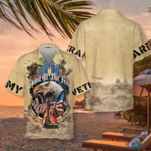 Eagle Army Veteran Home Of The Free Hawaiian Shirt, Vintage American Flag Veteran Shirt