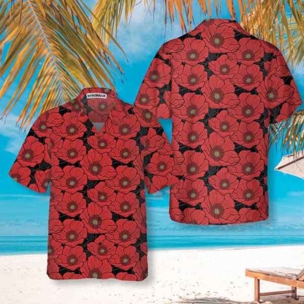 Red Poppies Lest We Forget Hawaiian Shirt – Veteran Day Gift