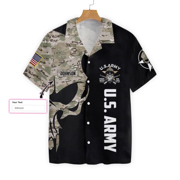 US Army Digital Camo Skull Custom Hawaiian Shirt