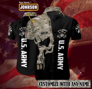 US Army Digital Camo Skull Custom Hawaiian Shirt 3