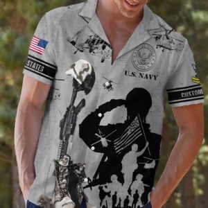 US Navy, Proud Veteran – Button Hawaiian Shirt Gift for Men Dad 1