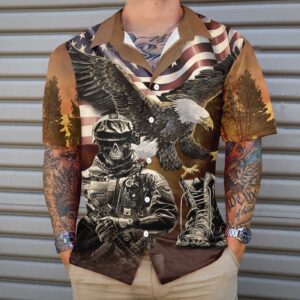 Veteran US Flag Eagle Hawaiian Shirt - Proud Veteran Gift for Veteran Day 1